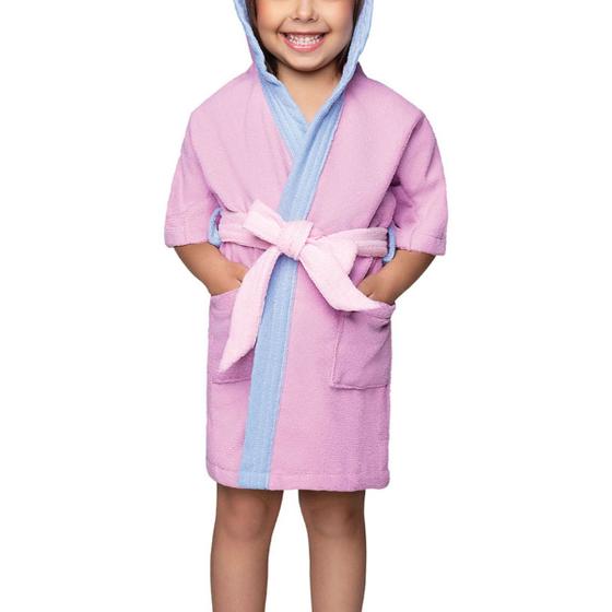 Roupão Infantil Aveludado Quimono com Capuz - Jujuba