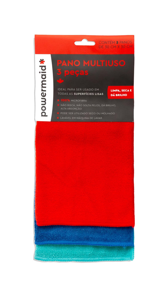 Kit Pano Multiuso Liso 3 Peças Sortido